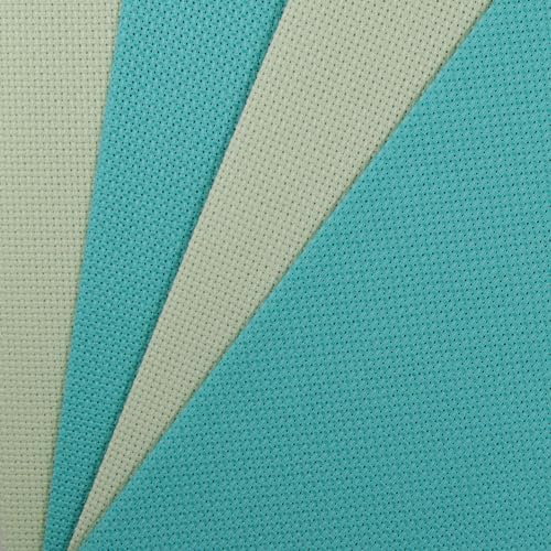 Image of KCS 4 pc of 12 inch x 18 inch(30cmx45cm) 14CT Counted Cotton Aida Cloth Cross Stitch Fabric (Light Green+Sea Green)