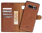 Solo Pelle Lederhülle Harvard kompatibel für das Samsung Galaxy Note 8 inklusive abnehmbare Hülle mit integrierten Kartenfächern (Cognac Braun)