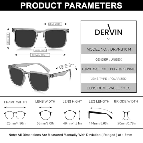 Image of Dervin Square Polarized UV Protected Sunglasses for Men and Women