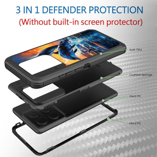 GFEWYTJYJ for Moto Edge 2025 Case,Shockproof 3-Layer Full Body Protection Rugged Heavy Duty High Impact Hard Cover Case for Motorola Moto Edge 5G 2025,Dolphins Jumping Sunset - image 2