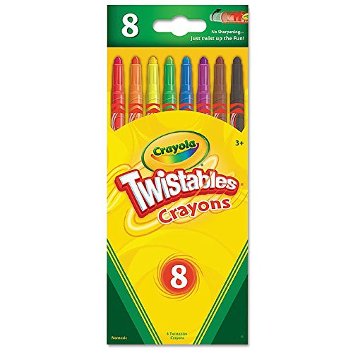 Crayola Products - Crayola - Twistable Crayons, 8 Traditional Colors/Set - Sold As 1 Set - No sharpening or label peeling needed. - Break-resistant, clear plastic barrel shows crayon supply. - Built-in eraser on each crayon makes for easy changes and