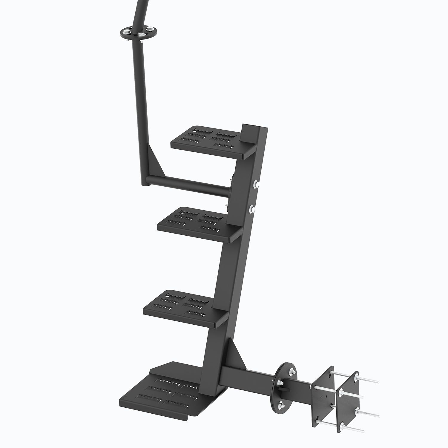 Adjustable Boat Steps for Trailer, Boat Trailer Steps with Anti-Slip Steps, Boat Trailer Tongue Steps for Bass Boat Trailer Pontoon Boats, Boat Trailer Steps for The Tongue with Handrail