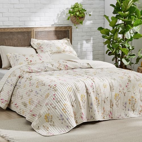 Image of Bedsure Fall Quilts Queen Size, Reversible Botanical Floral Comforter