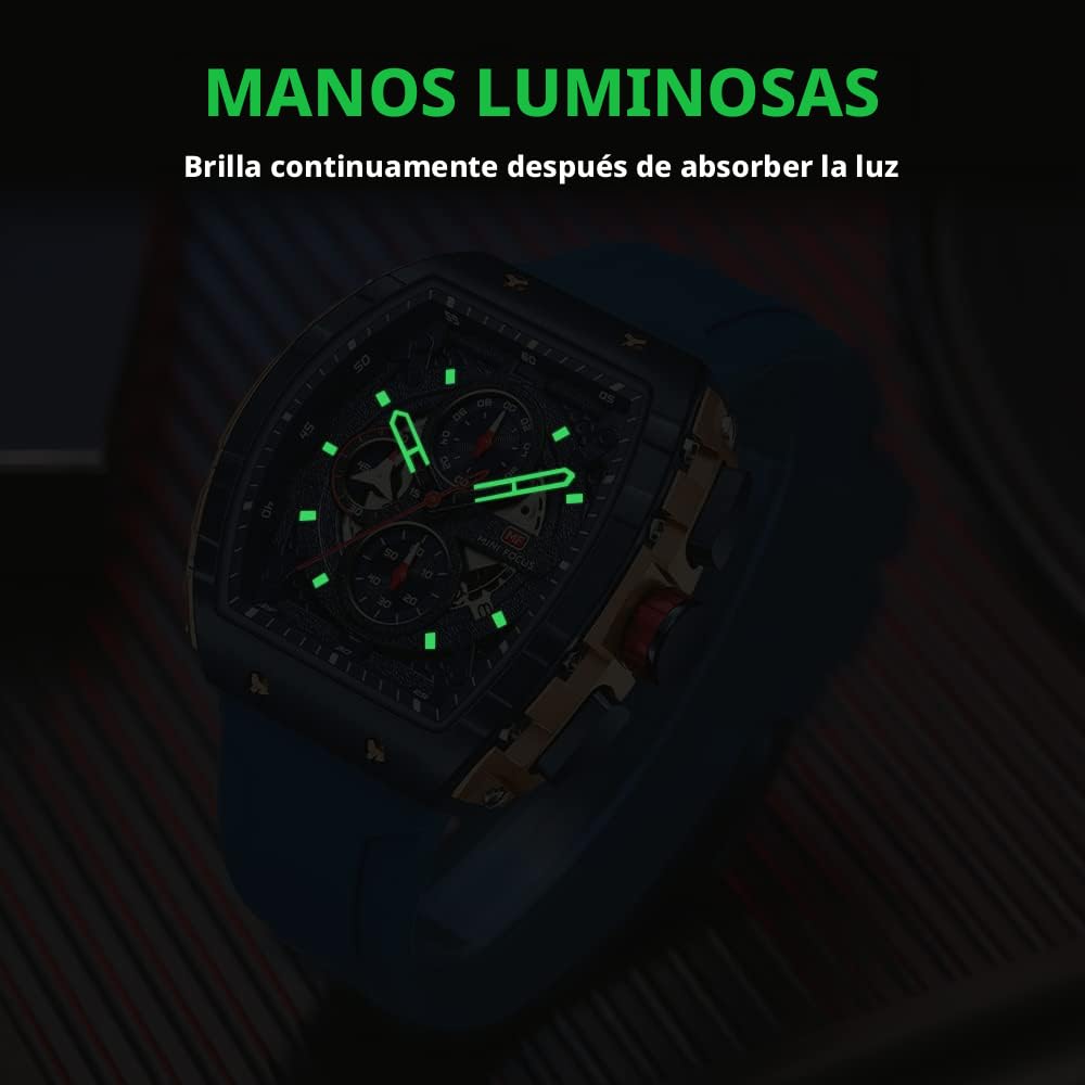 FORSINING Mini Focus Orologio Uomo Sportivo alla Moda, Orologio Cronografo al Quarzo Impermeabile con Funzione Luminosa e Calendario, Cinturino in Silicone Morbido, Orologio Casual per Uomo