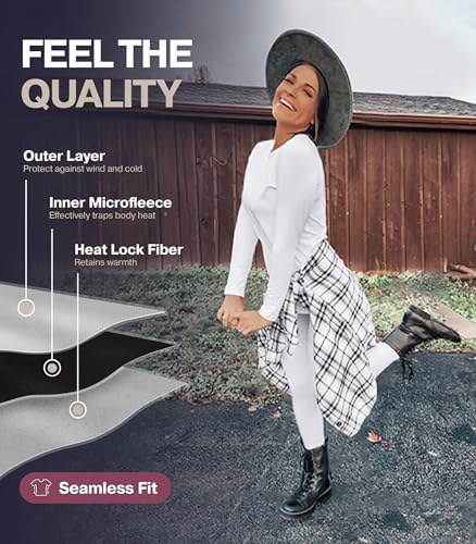 Image of Thermajane Long Johns V Neck Thermal Underwear for Women Fleece Lined Base Layer Pajama Set Cold Weather (Navy, Medium)