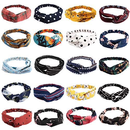 20 Pack Women Headbands,Knotted Headbands for Women, Boho Turban Headbands for Women, Cross Bow Headbands for Women Hair Accessories
