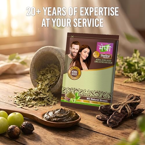 Image of Megha Mehandi Hair Colour for Women & Men, Henna Based Mehndi, Organic Hair Dye Without Chemicals and Ammonia, Brown, 10 g (Pack of 20)