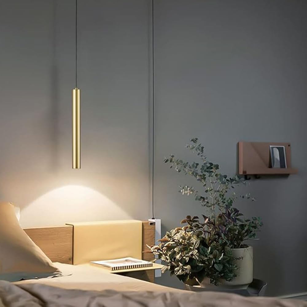 2 Pezzi Lampada a sospensione LED Lampadario Moderno Design Minimalista Lampada da soffitto LED Dorato Plafoniera Alluminio per Sala da pranzo Camera da letto Soggiorno
