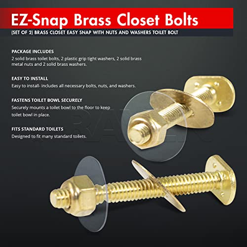 Raven Kcfa-738534 Brass Closet Bolts Easy Snap With Nuts And Washers For Toilets, 5/16 Inch X 3-1/2 Inch, Set Of 2, 5-16" X 3-1/2" #TOP2