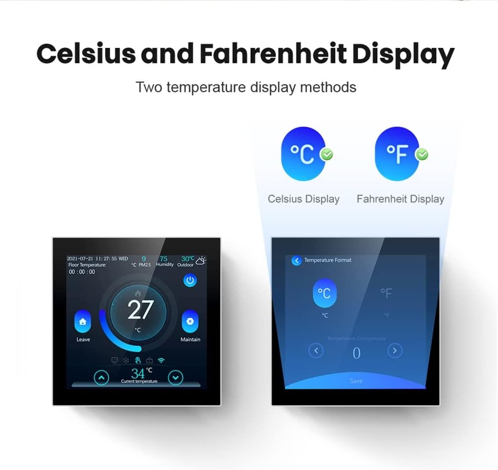 Smart Floor Thermostat,Tuya Electric/Water Heating Temperature Controller Home(Water Heating)