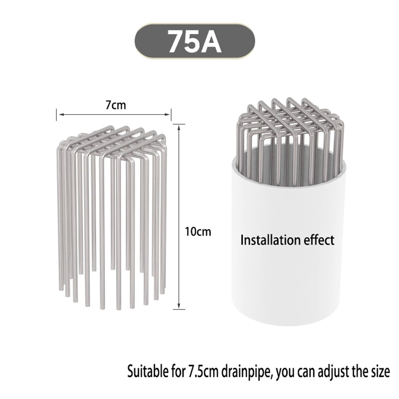 Tapa de drenaje de piso de acero inoxidable, Cubierta de colador drenaje malla acero inoxidable 304 for ducha interior y exterior, fregadero cocina(75a)