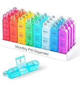 Colorwing Monthly Pill Organizer 3 Times a Day, 30 Day Medicine Organizer Dispenser with 32 Compa...