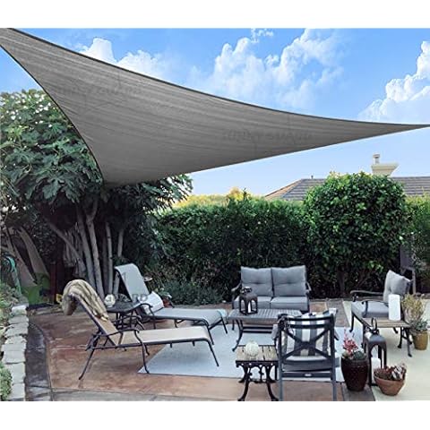 SUNNY GUARD 9'10'' x 9'10'' x 9'10'' Charcoal Triangle Sun Shade Sail UV Block for Outdoor Patio Garden Cover