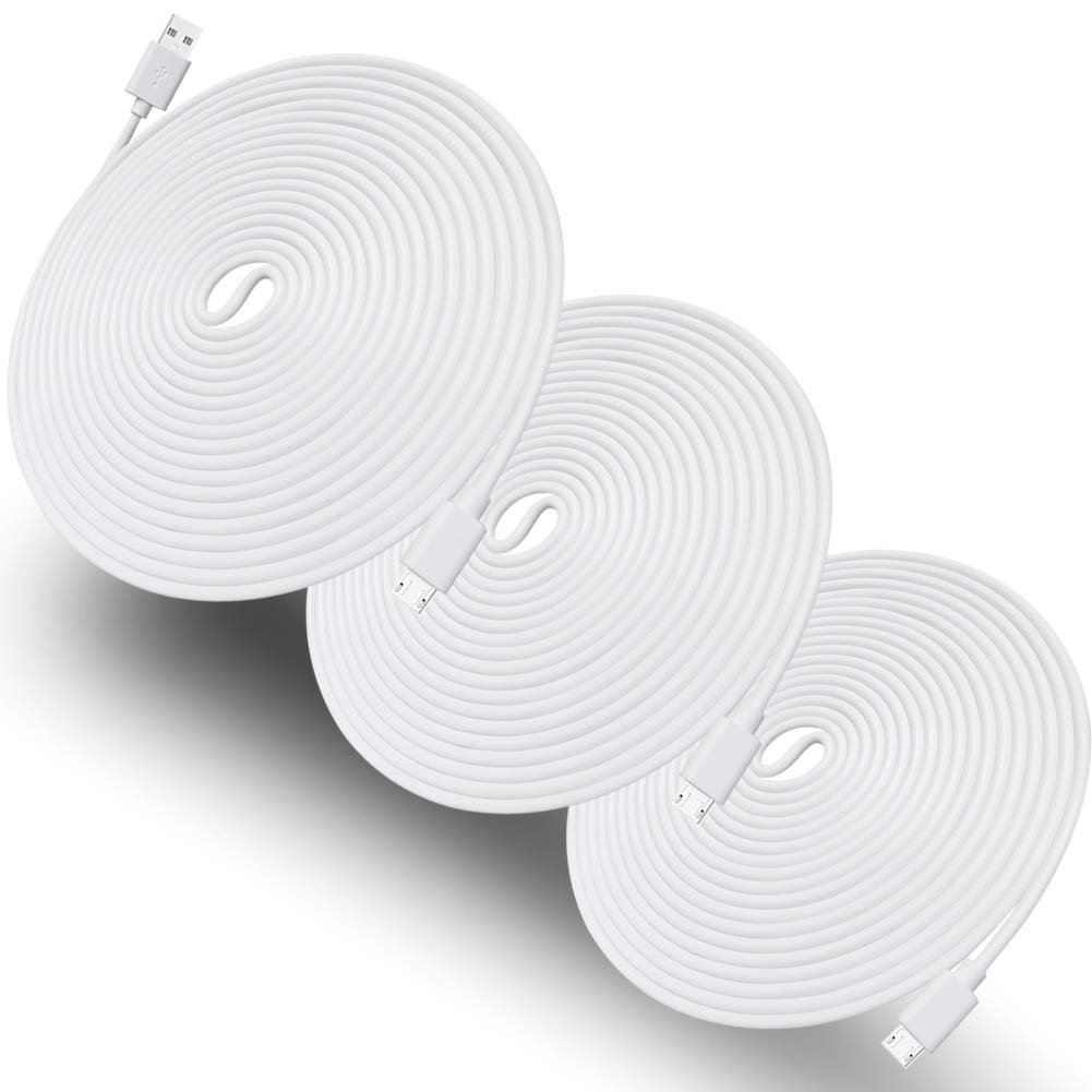 SCOVEE 16.4FT 3 Pack Power Extension Cable for Wyze Cam Pan/WyzeCam/Kasa Cam/YI Dome Home/Furbo Dog/Nest Cam/Arlo Q/Blink/Cloud Camera,KasaCam NestCam Indoor,Netvue, Micro USB Charging Charger Cord