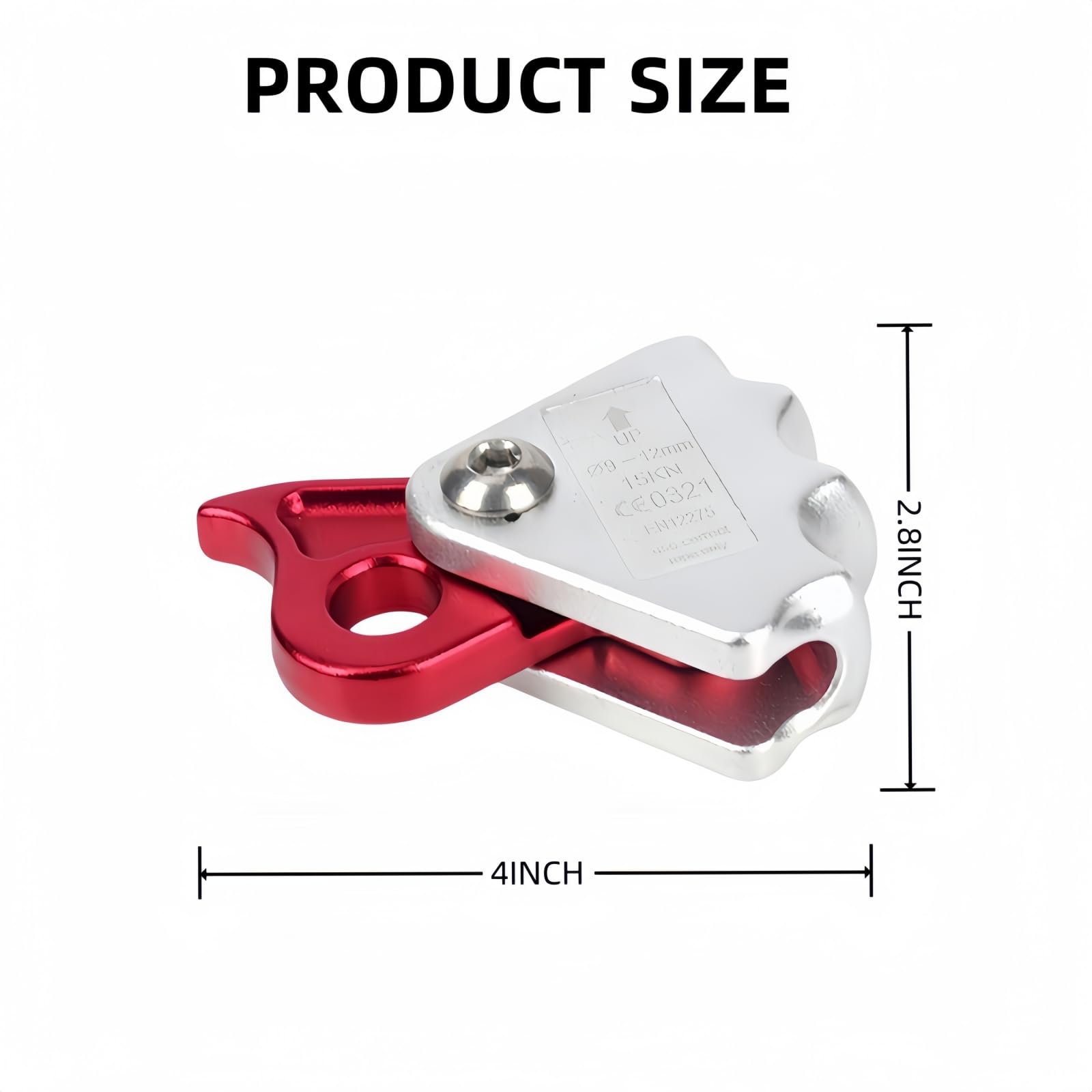 FTGear Climbing Ascender Rope Grab, Aluminum Alloy Hand Ascender Fits 9-12 mm Rope, Fall Protection Belay for Rock Climbing Tree Arborist Caving Rescue Aerial Work