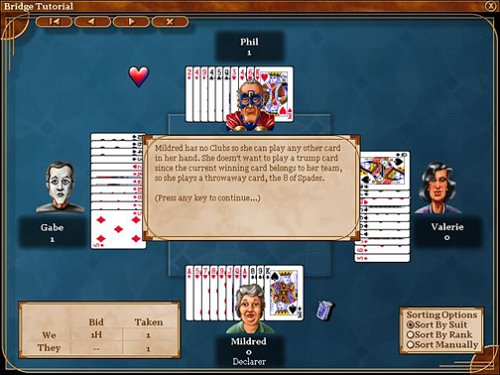Screenshot of Bridge game in Bicycle Card Games