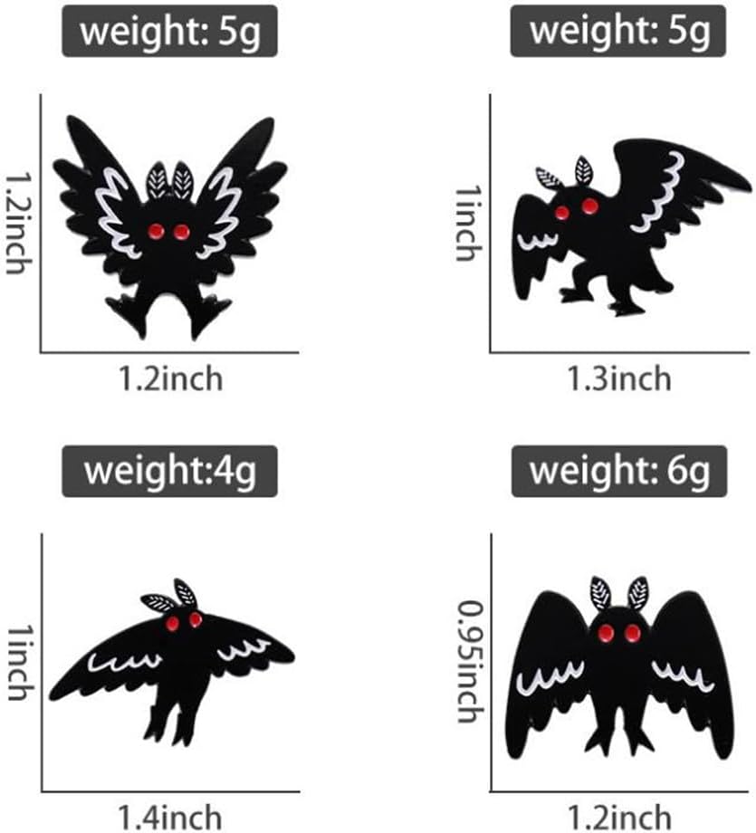 4pcs Punk Gothic Animal Bat Mothman Enamel Pins Backpack Hat Clothes Jewelry Brooch Metal Lapel Pin Accessories Gift for Friends - Image 2