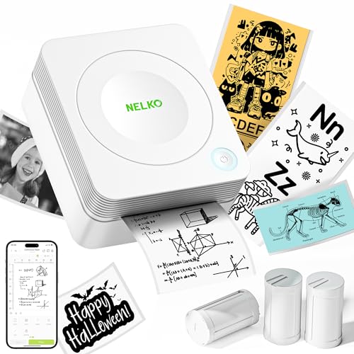Nelko Sticker Printer, PM230 Print Pod Mini Printer Bluetooth Sticker Maker with 3 Rolls Paper