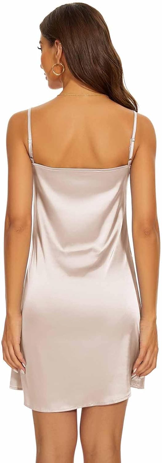 Miqieer Women's Long Silky Tank Top Adjustable Spaghetti Strap Camisole Slip Dress - Image 4