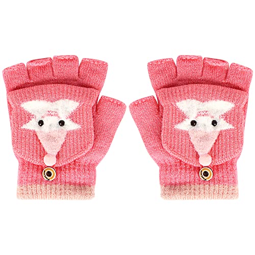 Gants Enfants Sans Doigts, Gants Fille Hiver Rose, 3-6 ans Gants Tricotés Sans Doigts, Gants Hiver Automne Hiver Bébé Gants Chauds Enfant Cover