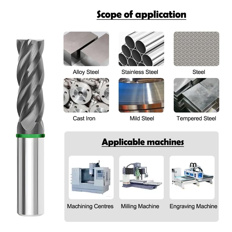 Image of Carbide Square EndMill HRC50 Double Edge 4 Flute AlTiN Coating Tungsten Steel Color-Ring Milling Cutter for Metal Steel