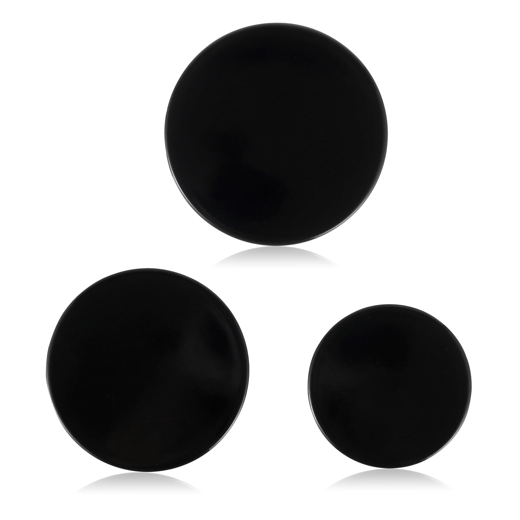 Upgraded Surface Burner Caps Set of 3PCS Replacement for GE&amp;Hotpoint 30" Gas Range/Cooktop,WB29K10022-1 Small Cap-2.6" WB29K10023-1 Medium Caps-3.2" WB29K10024-1 Large Cap-3.5",Shiny Black Surface