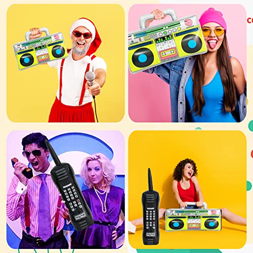 Image of 5 Pieces Inflatable Radio Boombox Inflatable Mobile Phone,Retro Mobile Phone for 80's 90's Party Decorations,Hip Hop Costume,Birthday Theme Party Photo