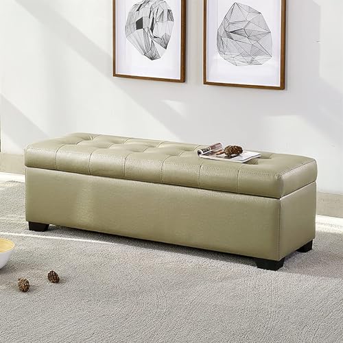 Banc de bout de lit avec rangement coffre intégré rembourré vert