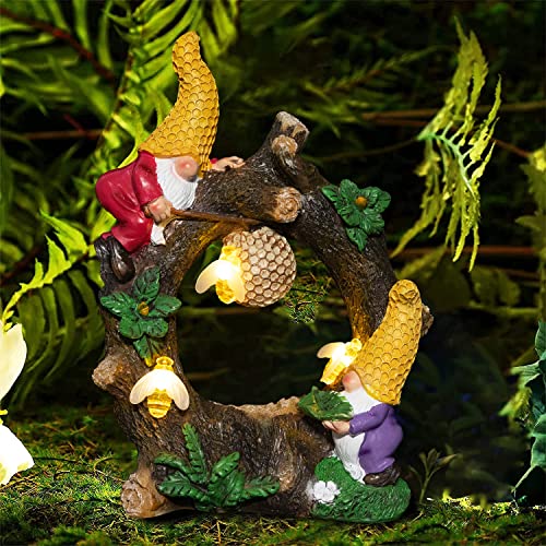 Vzvxcc Solar Garden Statue Outdoor-Garden Statues Gnomes Collecting Honey With Solar Lights Decoration For Patio Balcony Yard Lawn Ornament, Novelty Gift #TOP4