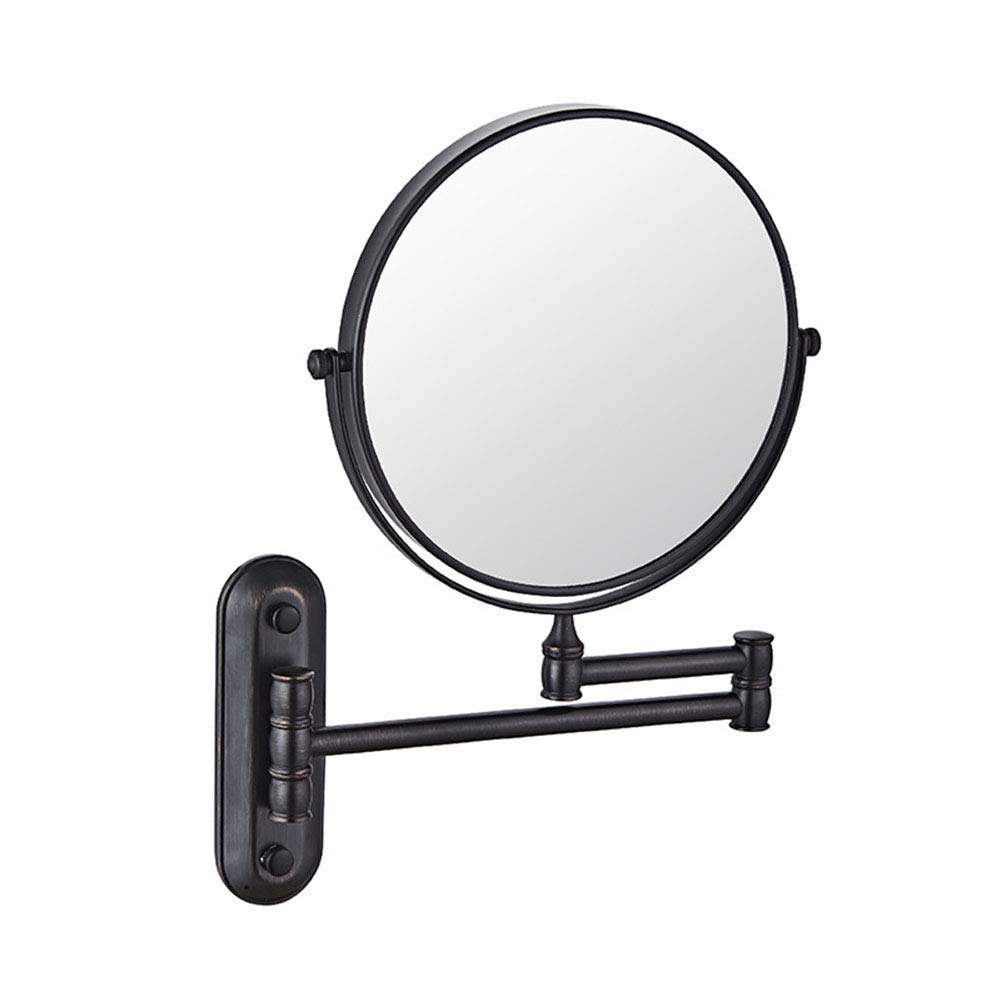 Miroir de maquillage mural 3X en laiton antique avec bras extensible pivotant