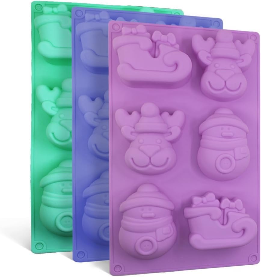 Christmas Silicone Mold – 6 Cavity 3D Fondant & Chocolate Baking Mold Tray for Cake, Candy, Jelly, Cupcake & DIY Crafts