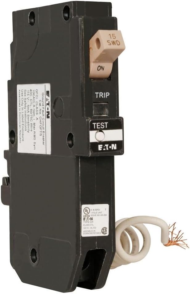 EatonCHFGF115CS 15-Amp CH Type Breaker Single Pole Ground Fault Circuit Breaker