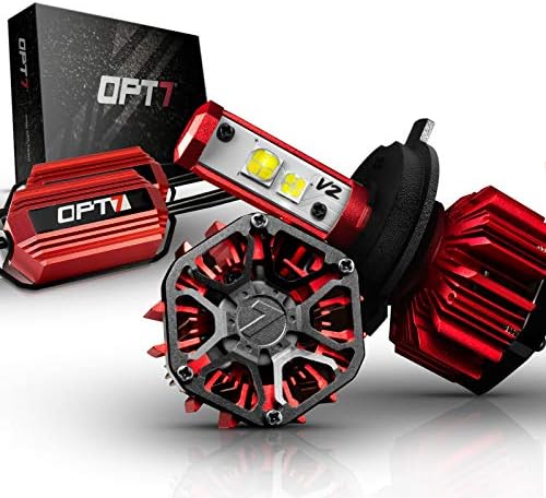 OPT7 FluxBeam LED Headlight Pair Bulb for Motorcycle - H4 w/Clear ARC-LENS Beam Bulbs - 130w 11,000Lm 5K Oem Bright White CREE - 2 Yr Warranty