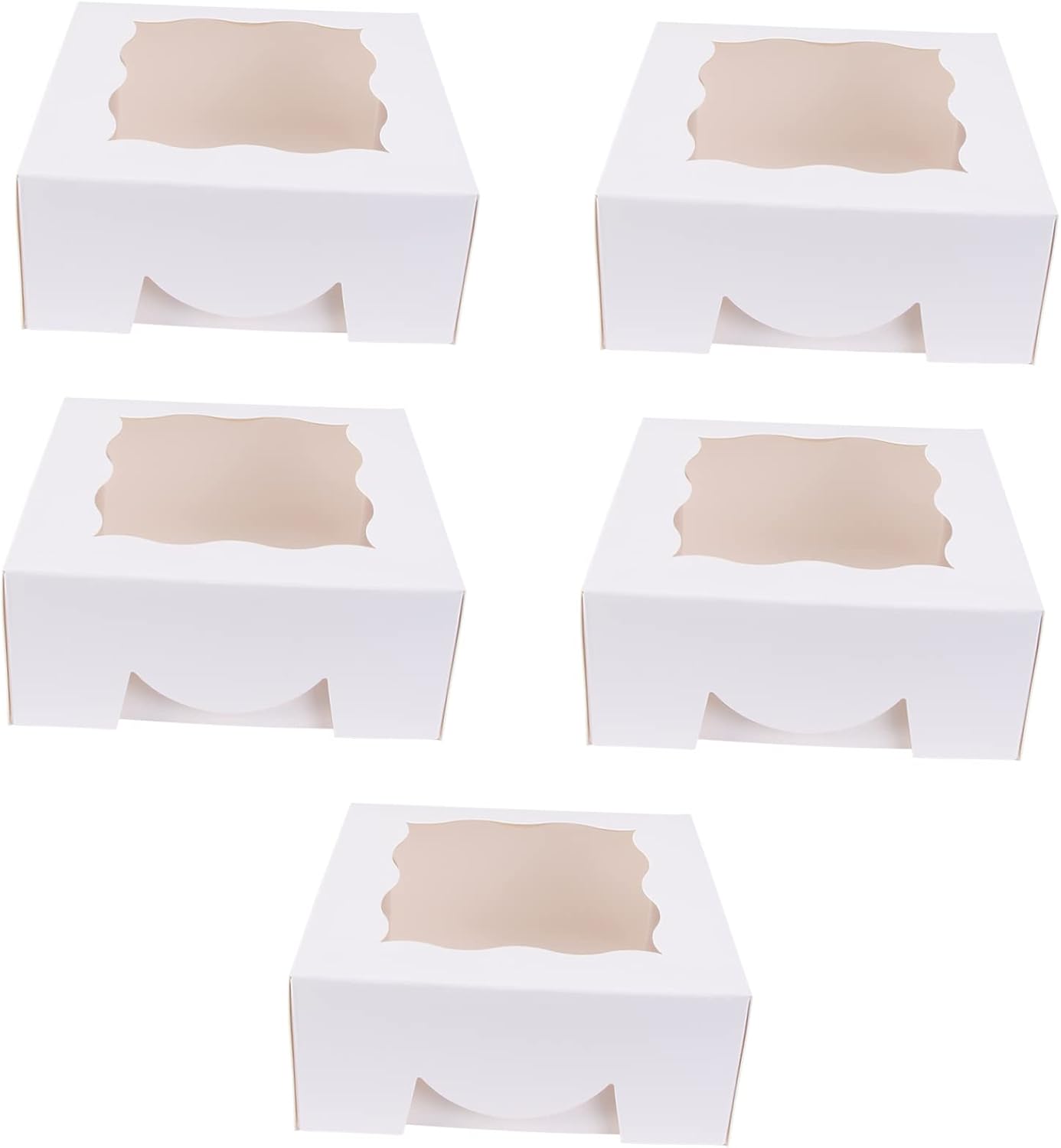 5 Pack White Paper Window Cake Packing Boxes for Bakery Use