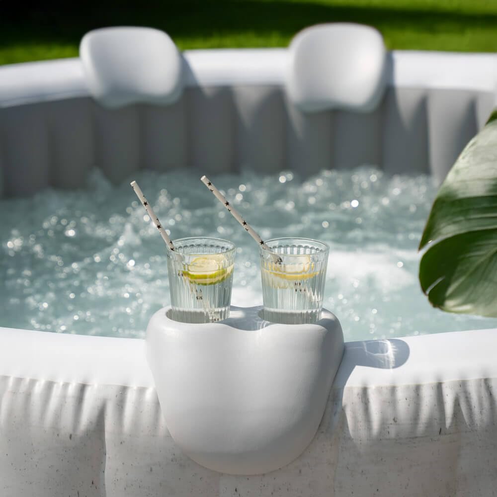 Home Deluxe - Outdoor Whirlpool Zubehör - Splash und Drop - Kissen und Getränkehalter Pool Dash - Farbe: Weiß/Grau