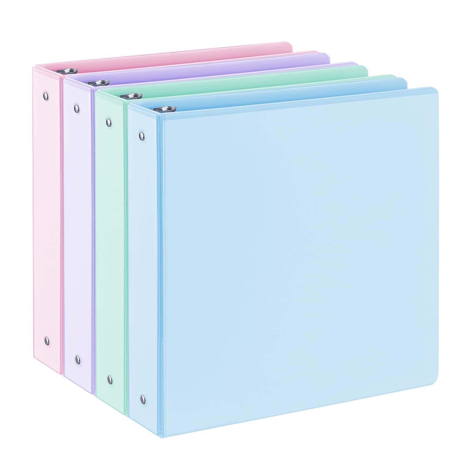 1.5'' 3-Ring-Binder with Pockets, 325 Sheets Capacity, 2 inch Binders fits 11" x 8.5" US Letter Size, Assorted 4 Pastel Colors - Ideal for School,