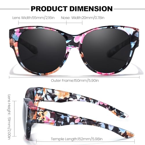 Trysee® Fit Over Sunglasses for Women Polarized UV400 Protection Oversized Shades to Wear Over Glasses CTS5779-2M4
