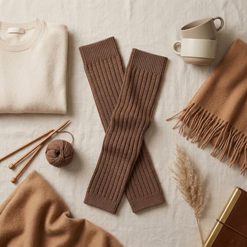 Image of Women's Cable Knit Leg Warmers - Ribbed Knee High Boot Socks for Winter, Layering & Dance Warmups