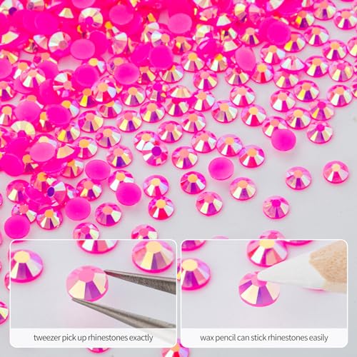 Duflash 18000 Pcs Hot Pink AB Resin Flatback Rhinestone, 5 mm Jelly Resin Non-hotfix Rhinestones Larger Quantity Wholesale for Crafts DIY Design, Tumblers, Clothes, Makeup, Nail Art（SS 22,0.2 inch by Duflash - Image 6