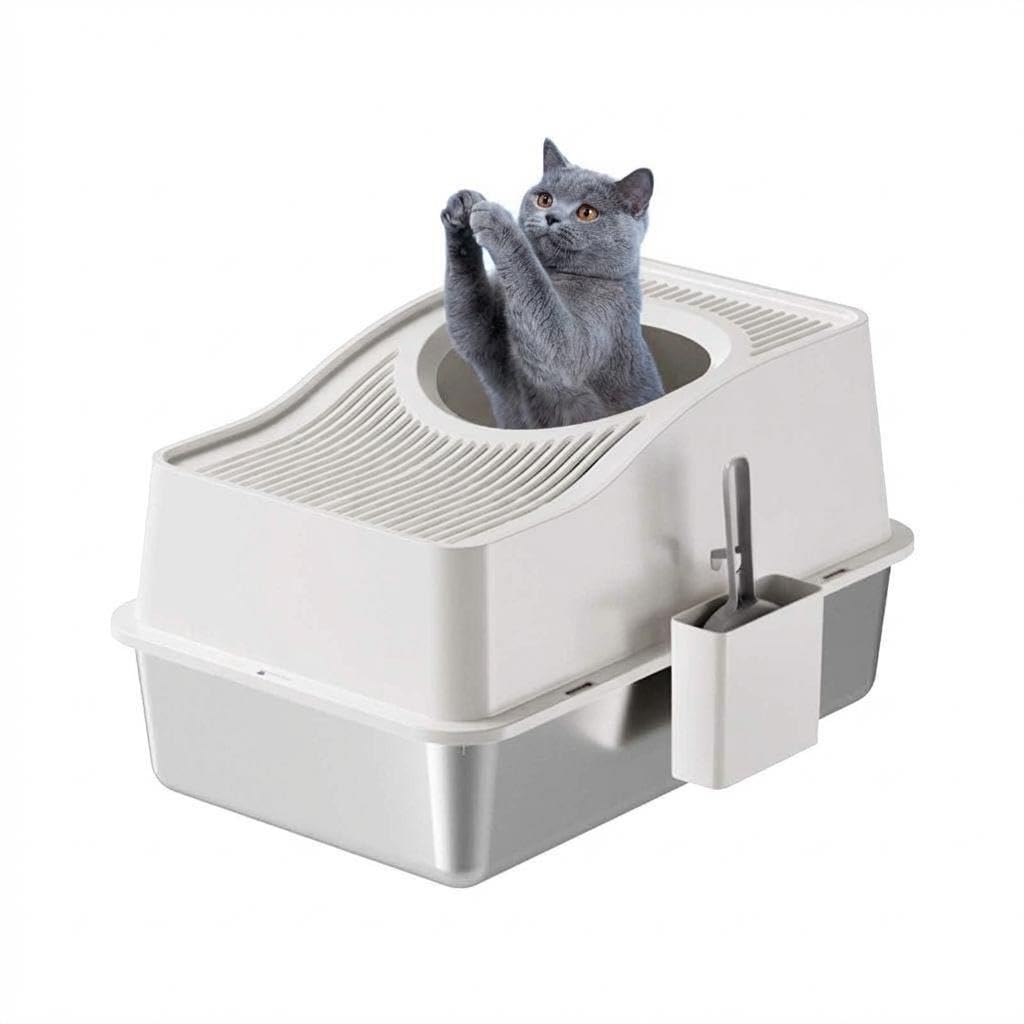 Fully Enclosed Cat Litter Box with Hollow Lid High Sides Anti-Splashing Anti-Tracking Top Entry Odor Control Cat Toilet for Kittens and Cats Pet Supplies