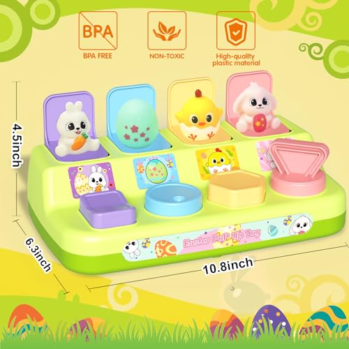Image of Easter Pop Up Toys for Toddlers, Toddler Toys for Easter Bakset Stuffers, Early Educational Toys, Interactive Pop Up Easter Toys, Easter Toddler Toys for Boys and Girls Age 18+ Months