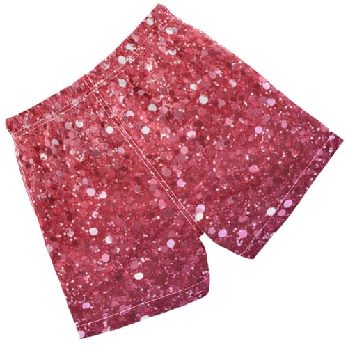 Pigsaly Boys Swim Trunks Bright Strawberry Red Rose Pink Gradient Flashing Glitter Boys Board Shorts Swimsuit Swimwear S2