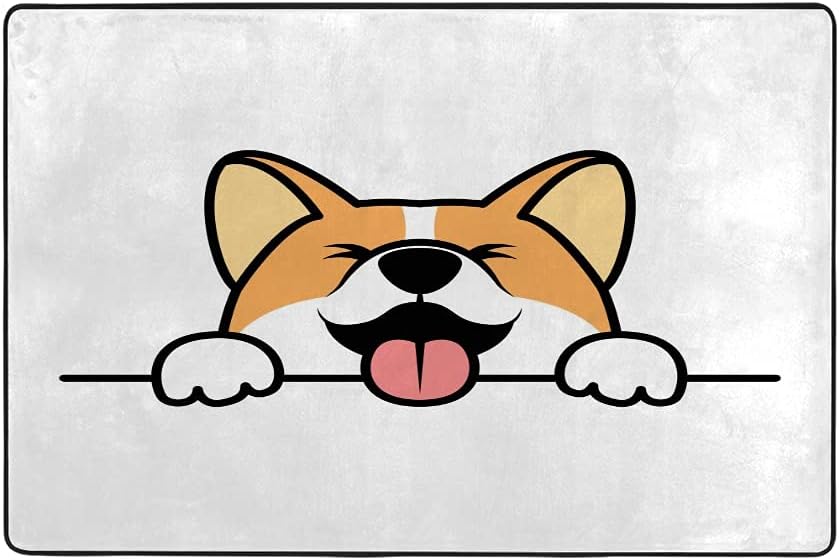 Nuansexi Living Room Area Rug Pad Mats Corgi Dog Paws Over Wall Kids Nursery Rug Playing Area Floor Mats Bedroom Decor 6'66" x 4'83"