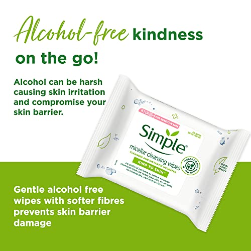 Image of Simple Kind To Skin Micellar Cleansing Wipes 25 Wipes (Pack of 2)