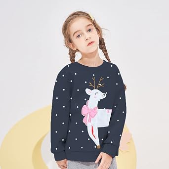 DDSOL DDSO Toddler Little Girl Christmas Sweatshirt Kid Ugly Santa Claus Reindeer Tree Shirt Xmas Long Sleeve Tee Top Clothes