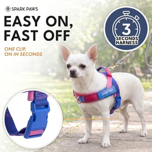Image of Spark Paws No Pull Front Clip Dog Harness - Easy On, Padded and Lightweight | Two Clips, On in Seconds, Chest Bearing, Australian Style, No Throat Pressure, for Small Medium and Large Breeds