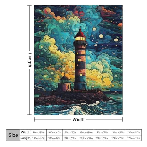 Couverture phare imprimée lavable en machine pour lit contre le froid