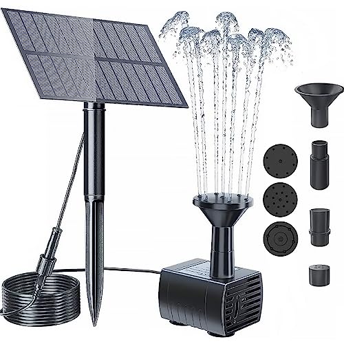 Fuente Solar 1.5W Bomba Solar, Estanque Fuentes Solares para Jardin con 4 Boquillas, Fuente Solar para Estanque Bateria, DIY Fuente Jardin Exterior Solar Bebedero Pajaros Decorativas