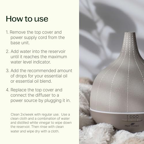 Plant Therapy Metro Stone Deluxe Diffuser Gray - Essential Oil Diffuser - Large Water Reservoir, 20 Hours of Diffusion, Auto Shut Off, Sleek Diffuser Design for Home & Office - Image 3