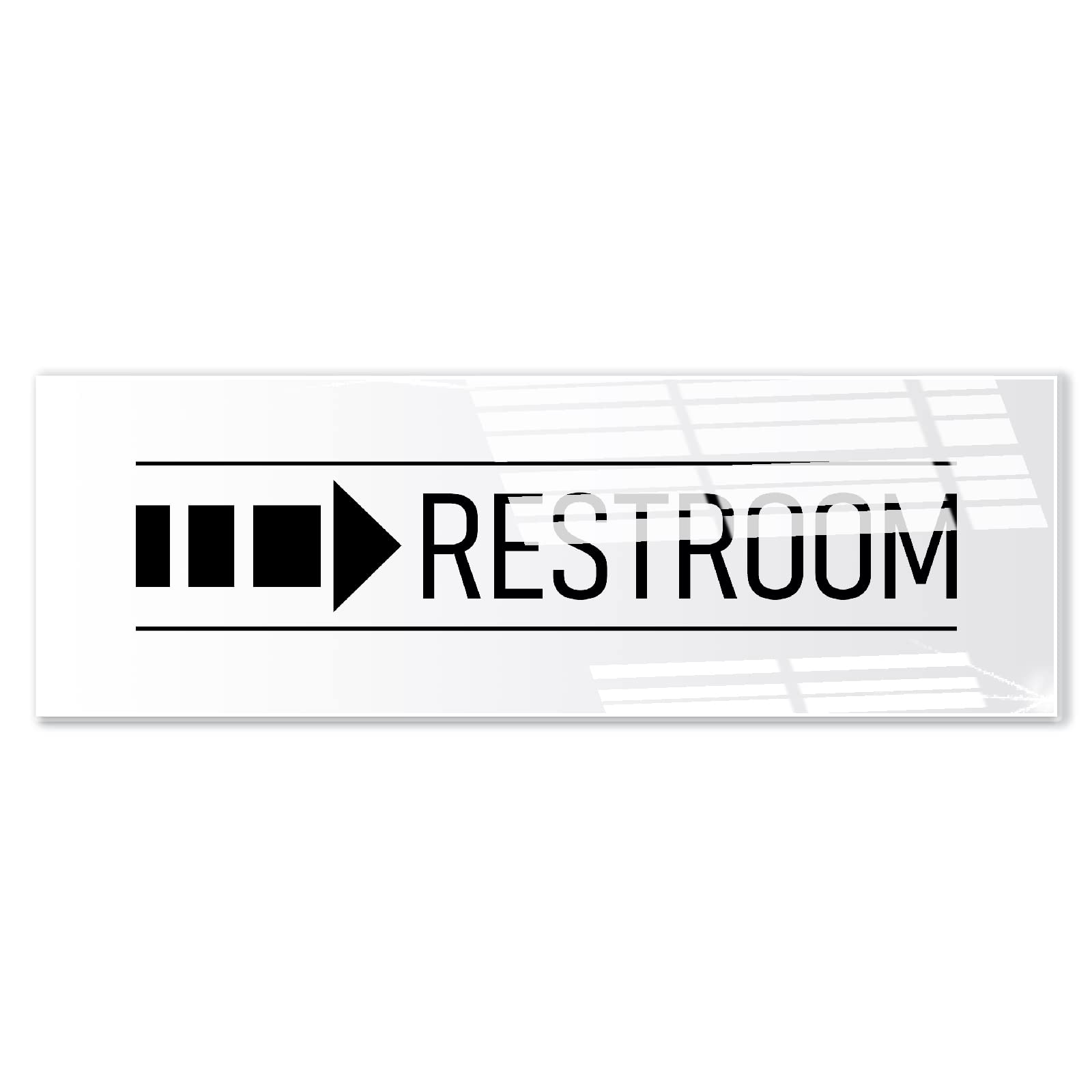 Restroom Sign with Right Arrow White 9x3 Inch - Indoor Self Adhesive Door Wall Sign Minimalism Design